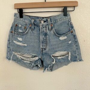 Levi's Light Blue Distressed Jean Shorts